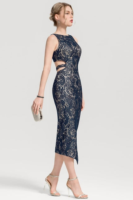 Robe Moulante Dentelle Marine - gallery 2