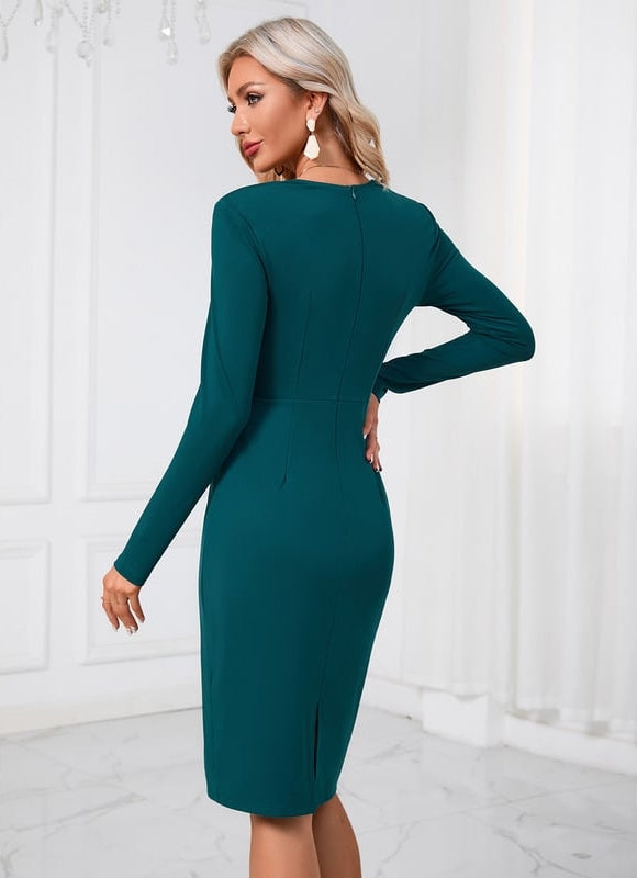Robe Moulante Midi Émeraude Élégante