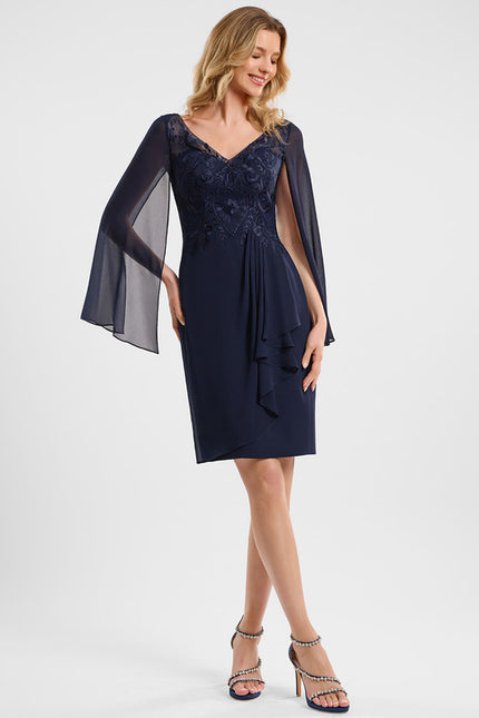 Robe Moulante Évasée Marine - gallery 3