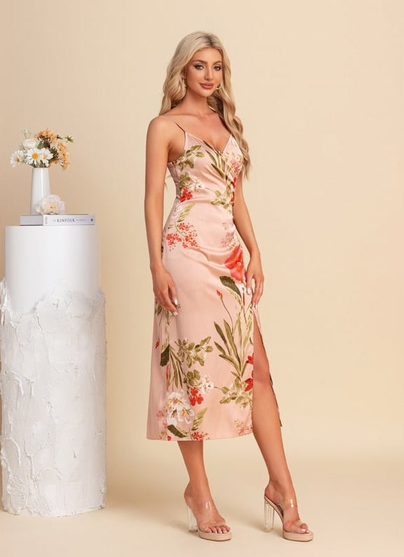 Robe Moulante Satinée Florale - gallery 4