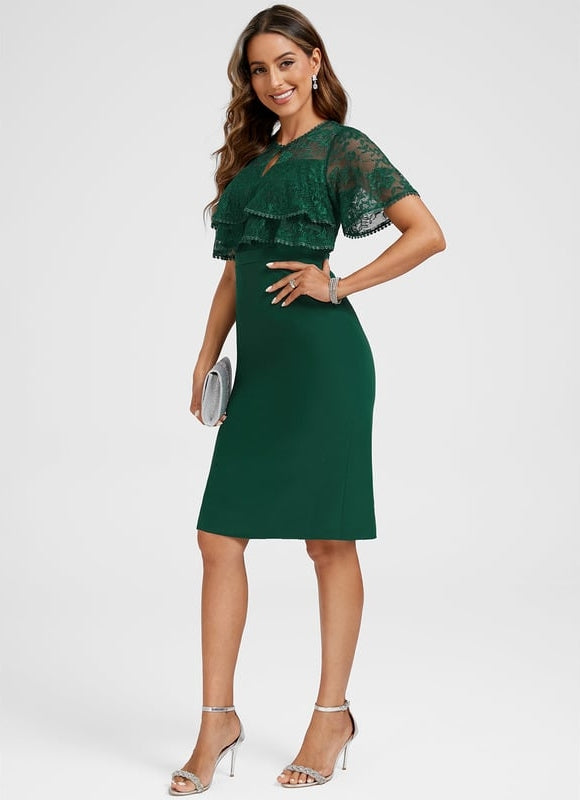 Robe Moulante Vert Émeraude Dentelle - gallery 4