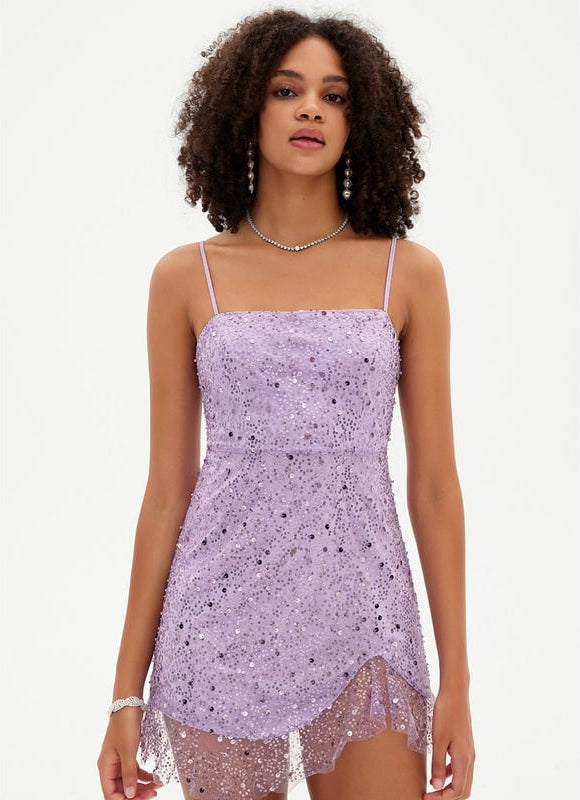Robe Moulante Lilas Scintillante