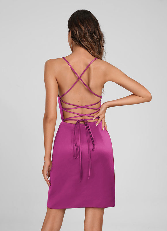 Robe Moulante Satinée Bordeaux - gallery 9