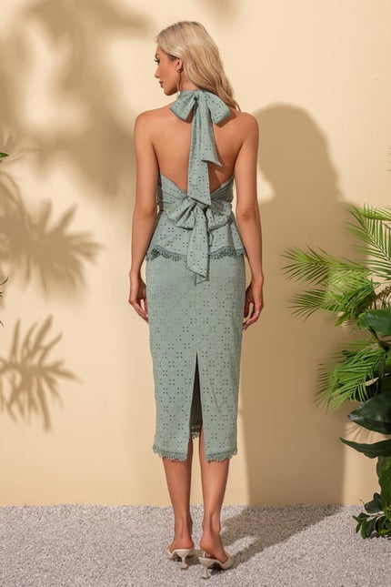 Robe Moulante Peplum Brodée - gallery 3