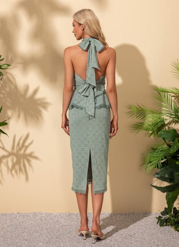 Robe Moulante Peplum Brodée - gallery 3