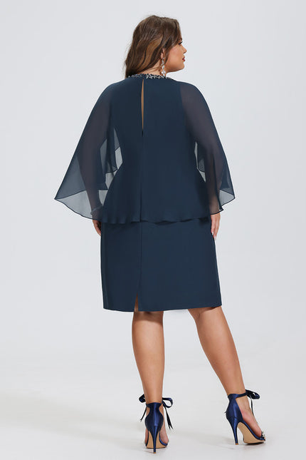 Robe Moulante Soirée Bleu Marine - gallery 7