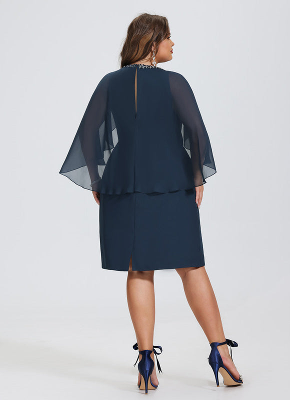 Robe Moulante Soirée Bleu Marine - gallery 7