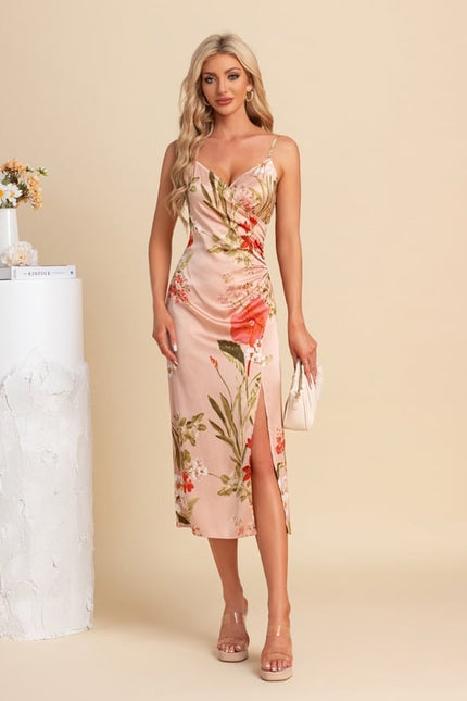Robe Moulante Satinée Florale