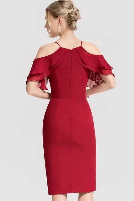 Robe Moulante Bordeaux À Épaules Dénudées - gallery 1