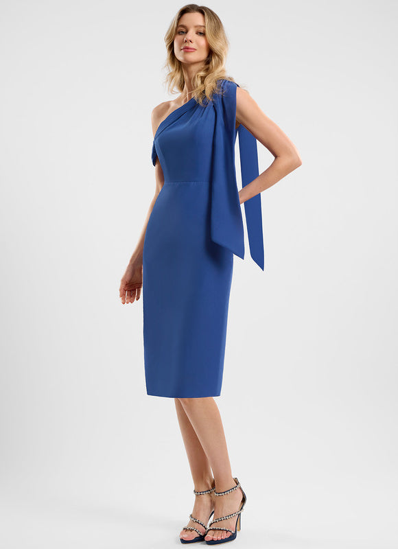 Robe Moulante Asymétrique Bleue